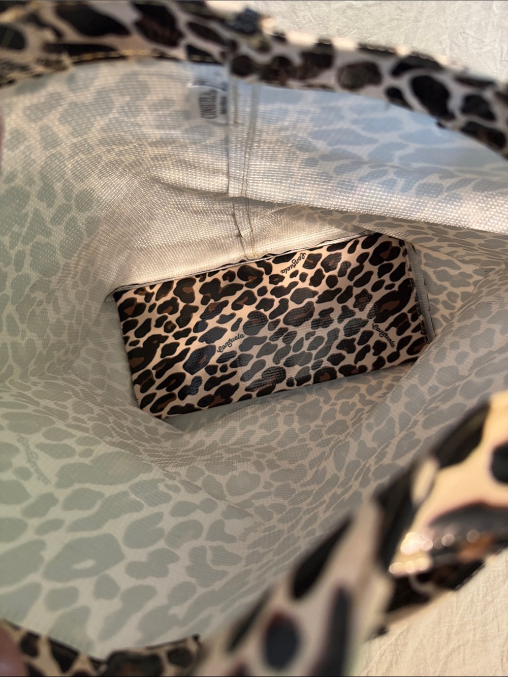 Consuela Leopard-Print Patent Tote in Tan and Black - Picture 5 of 7
